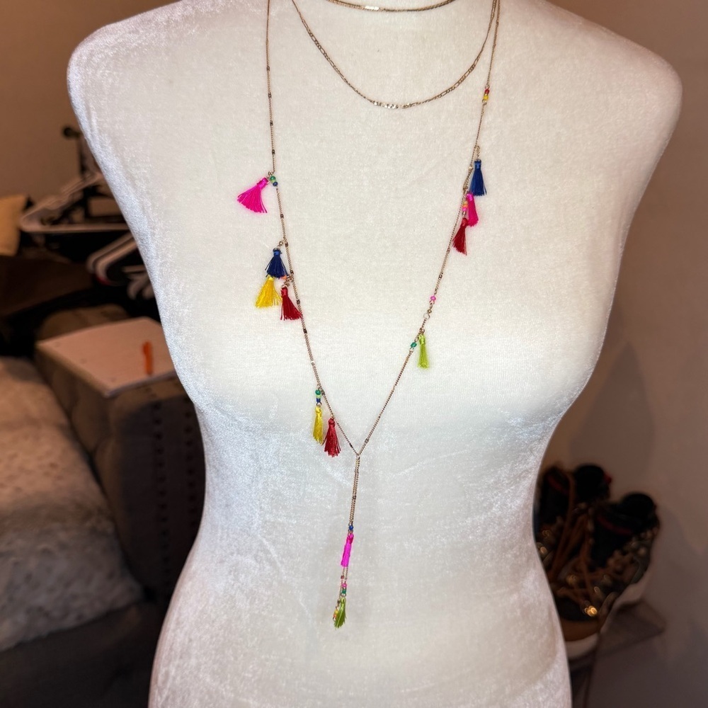 Aldo layered Tassle Colorful 3 layered Necklace NWOt